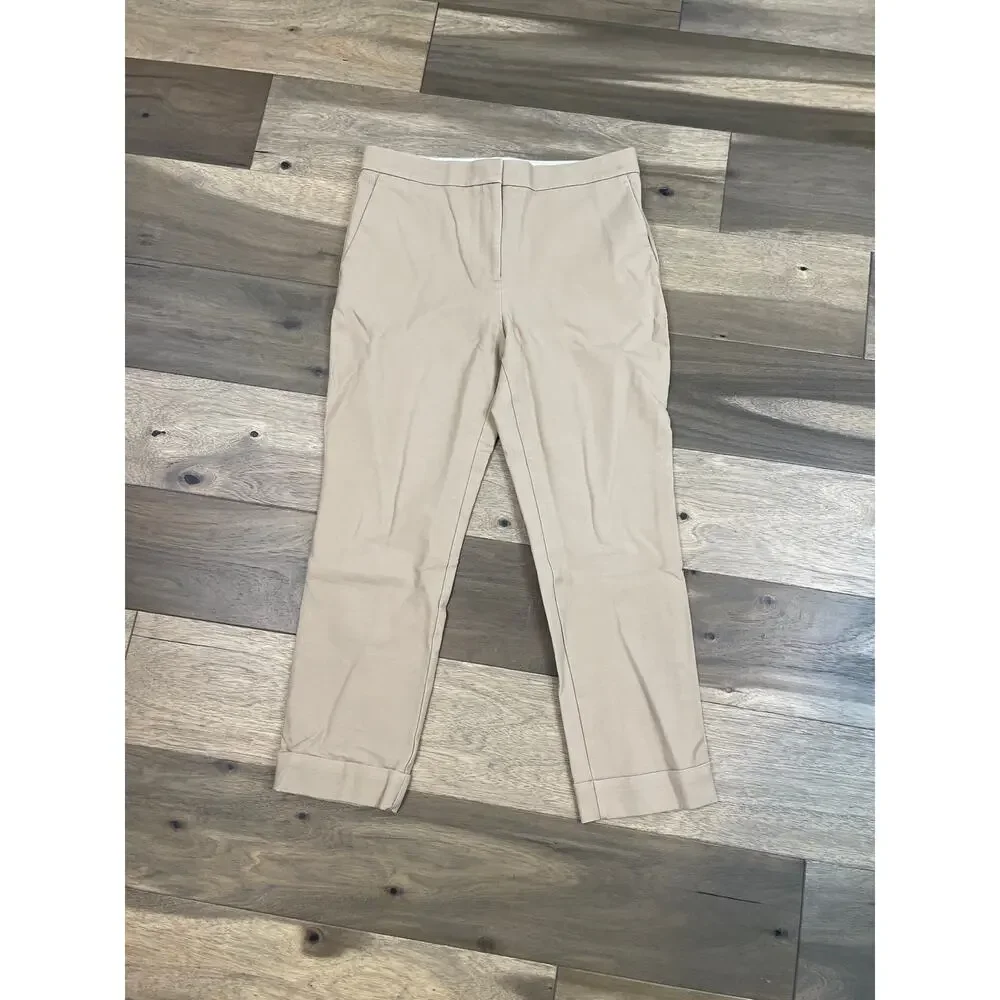 Ann Taylor Cuffed Ankle Pants Size 8 Cotton Blend Classic Cropped Camel